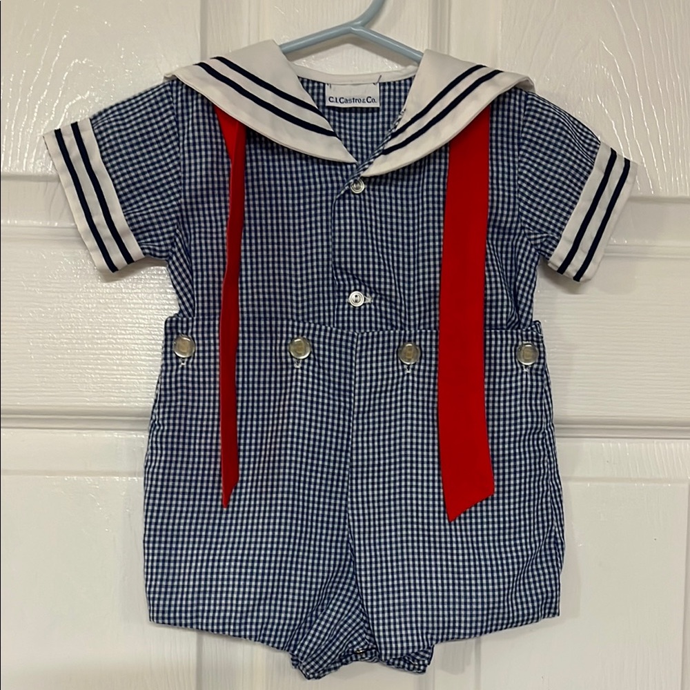 C.I. Castro Blue and White Checkered Romper